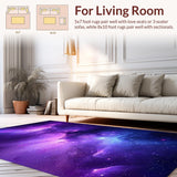 Ultra Soft Area Rug, Non Slip, Stain Resistant, Washable Area Rugs for Living Room, Bedroom, Striking UV Illuminated Celestial Display(Purple)