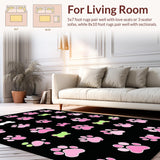 Ultra Soft Area Rug, Non Slip, Stain Resistant, Washable Area Rugs for Living Room, Bedroom, Lively Flannel Pet Print Design(Pink)