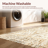 Ultra Soft Area Rug, Non Slip, Stain Resistant, Washable Area Rugs for Living Room, Bedroom, Artisan Crafted Boho Inspired Beige Design With Unique(Beige)