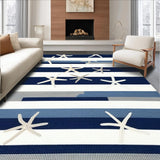Ultra Soft Area Rug, Non Slip, Stain Resistant, Washable Area Rugs for Living Room, Bedroom, Coastal Blue Toned Geometric Appeal(Blue)