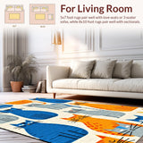 Ultra Soft Area Rug, Non Slip, Stain Resistant, Washable Area Rugs for Living Room, Bedroom, Adorable Animal Friends Design(Blue)