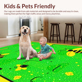 Ultra Soft Area Rug, Non Slip, Stain Resistant, Washable Area Rugs for Living Room, Bedroom, Cheerful Green Insect Design(Green)
