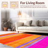 Ultra Soft Area Rug, Non Slip, Stain Resistant, Washable Area Rugs for Living Room, Bedroom, Whimsical Multi-Tonal Design(Orange)