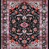 Vibrant Retro Botanical Print(Black)