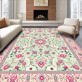 Ultra Soft Area Rug, Non Slip, Stain Resistant, Washable Area Rugs for Living Room, Bedroom, Stylish Geometric Pink Accents(Ivory)