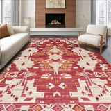 Ultra Soft Area Rug, Non Slip, Stain Resistant, Washable Area Rugs for Living Room, Bedroom, Rustic Puce Red Artful Flourish(Red)