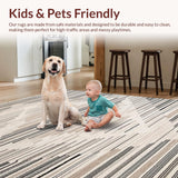 Ultra Soft Area Rug, Non Slip, Stain Resistant, Washable Area Rugs for Living Room, Bedroom, Chic Minimalist Geometric Motif(Beige)