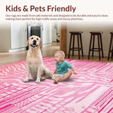 Ultra Soft Area Rug, Non Slip, Stain Resistant, Washable Area Rugs for Living Room, Bedroom, Stylish Contemporary Animal Print(Pink)