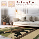 Ultra Soft Area Rug, Non Slip, Stain Resistant, Washable Area Rugs for Living Room, Bedroom, Rustic Earthy Bear Scene(Brown)
