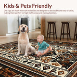 Ultra Soft Area Rug, Non Slip, Stain Resistant, Washable Area Rugs for Living Room, Bedroom, Stylish Contemporary Diamond Print(Brown)