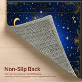 Ultra Soft Area Rug, Non Slip, Stain Resistant, Washable Area Rugs for Living Room, Bedroom, Whimsical Starry Night Motif(Blue)