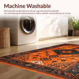 Ultra Soft Area Rug, Non Slip, Stain Resistant, Washable Area Rugs for Living Room, Bedroom, Elegant Earth Tones Design(Orange)