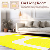 Ultra Soft Area Rug, Non Slip, Stain Resistant, Washable Area Rugs for Living Room, Bedroom, Contemporary Soft Shape Design(Yellow)