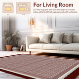 Ultra Soft Area Rug, Non Slip, Stain Resistant, Washable Area Rugs for Living Room, Bedroom, Sophisticated Gray and Brown Tiled Motif(Brown)