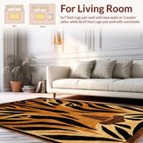 Ultra Soft Area Rug, Non Slip, Stain Resistant, Washable Area Rugs for Living Room, Bedroom, Bold Earthy Tiger Stripe Aesthetic(Brown)