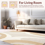 Ultra Soft Area Rug, Non Slip, Stain Resistant, Washable Area Rugs for Living Room, Bedroom, Elegant Area with Gentle Swirls and Contemporary Flair(Beige)