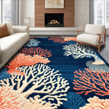 Ultra Soft Area Rug, Non Slip, Stain Resistant, Washable Area Rugs for Living Room, Bedroom, Whimsical White Trellis Aesthetic(Blue)
