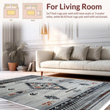 Ultra Soft Area Rug, Non Slip, Stain Resistant, Washable Area Rugs for Living Room, Bedroom, Distressed Tribal Gray Living Room Non-Slip Rug(Gray)