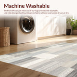 Ultra Soft Area Rug, Non Slip, Stain Resistant, Washable Area Rugs for Living Room, Bedroom, Contemporary Geometric Patchwork Area with Interlocking Beige Panels(Gray)