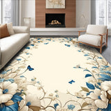 Oval Azure Bloom Floral Beige and Blue(Beige)