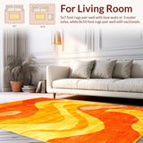 Ultra Soft Area Rug, Non Slip, Stain Resistant, Washable Area Rugs for Living Room, Bedroom, Stylish Cozy Fluffy Color Gradient(Orange)