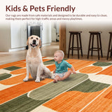 Ultra Soft Area Rug, Non Slip, Stain Resistant, Washable Area Rugs for Living Room, Bedroom, Luxurious Fluid Organic Design(Orange)
