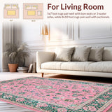 Ultra Soft Area Rug, Non Slip, Stain Resistant, Washable Area Rugs for Living Room, Bedroom, Exquisite Rustic Botanical Charm(Pink)