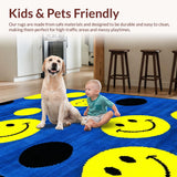 Ultra Soft Area Rug, Non Slip, Stain Resistant, Washable Area Rugs for Living Room, Bedroom, Playful Geometric Face Pattern(Blue)
