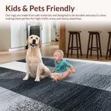 Ultra Soft Area Rug, Non Slip, Stain Resistant, Washable Area Rugs for Living Room, Bedroom, Ultra-Thin Stain Resistant Rug With Contemporary Fade Design For Hallway(Gray)