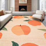 Ultra Soft Area Rug, Non Slip, Stain Resistant, Washable Area Rugs for Living Room, Bedroom, Whimsical Peach Patterned Elegance(Orange)