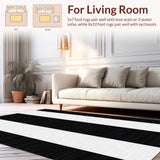 Ultra Soft Area Rug, Non Slip, Stain Resistant, Washable Area Rugs for Living Room, Bedroom, Rustic Two-Tone Symmetrical Design(Black)