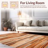 Ultra Soft Area Rug, Non Slip, Stain Resistant, Washable Area Rugs for Living Room, Bedroom, Eclectic Warm Tones Woven Artistry(Orange)