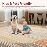 Ultra Soft Area Rug, Non Slip, Stain Resistant, Washable Area Rugs for Living Room, Bedroom, Boho Round Earthy Tones(Orange)
