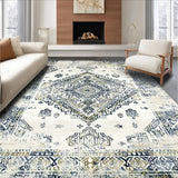 Ultra Soft Area Rug, Non Slip, Stain Resistant, Washable Area Rugs for Living Room, Bedroom, Refined Classic Tiled Arrangement(White)