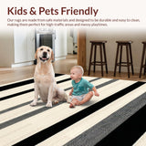Ultra Soft Area Rug, Non Slip, Stain Resistant, Washable Area Rugs for Living Room, Bedroom, Contemporary Abstract Striped Aesthetic(Beige)