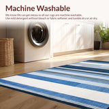 Ultra Soft Area Rug, Non Slip, Stain Resistant, Washable Area Rugs for Living Room, Bedroom, Ombre Striped Area Rug(Blue)