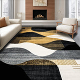 Ultra Soft Area Rug, Non Slip, Stain Resistant, Washable Area Rugs for Living Room, Bedroom, Farmhouse Rustic Rug with Black and Gold Elements(Gold)