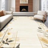 Ultra Soft Area Rug, Non Slip, Stain Resistant, Washable Area Rugs for Living Room, Bedroom, Artisan Weave Entrance Beige Floral Non Slip Boho Design(Beige)