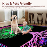 Ultra Soft Area Rug, Non Slip, Stain Resistant, Washable Area Rugs for Living Room, Bedroom, Eclectic UV Reactive Aesthetic(Green)