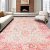 Ultra Soft Area Rug, Non Slip, Stain Resistant, Washable Area Rugs for Living Room, Bedroom, Trendy Light Floral Aesthetic(Pink)