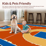 Ultra Soft Area Rug, Non Slip, Stain Resistant, Washable Area Rugs for Living Room, Bedroom, Striking Colorful Court Layout(Brown)