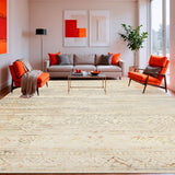 Modern Beige Cream with Faded Tribal Motifs(Beige)