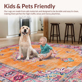 Ultra Soft Area Rug, Non Slip, Stain Resistant, Washable Area Rugs for Living Room, Bedroom, Chic Distressed Abstract Composition(Orange)