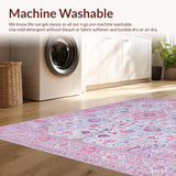Ultra Soft Area Rug, Non Slip, Stain Resistant, Washable Area Rugs for Living Room, Bedroom, Rustic Medallion Blue Tones(Pink)