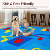 Ultra Soft Area Rug, Non Slip, Stain Resistant, Washable Area Rugs for Living Room, Bedroom, Whimsical Tune-Inspired Palette(Blue)