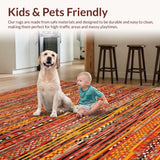 Ultra Soft Area Rug, Non Slip, Stain Resistant, Washable Area Rugs for Living Room, Bedroom, Rustic Multicolor Striped Aesthetic(Red)