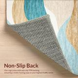 Ultra Soft Area Rug, Non Slip, Stain Resistant, Washable Area Rugs for Living Room, Bedroom, Chic Woven Area with Abstract Coastal Design(Blue)