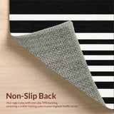 Ultra Soft Area Rug, Non Slip, Stain Resistant, Washable Area Rugs for Living Room, Bedroom, Geometric Rug Black and Whiteストライプ(Black)