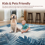 Ultra Soft Area Rug, Non Slip, Stain Resistant, Washable Area Rugs for Living Room, Bedroom, Coastal Nautical Floral Essence(Blue)