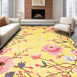 Ultra Soft Area Rug, Non Slip, Stain Resistant, Washable Area Rugs for Living Room, Bedroom, Modern Nature-Inspired Floral Art(Yellow)